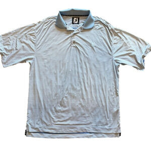 FootJoy Mens Large Blue and White Stripes Golf Polo Shirt